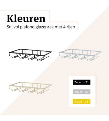 Vinata Glazenrek plafond 4 rijen - zilver