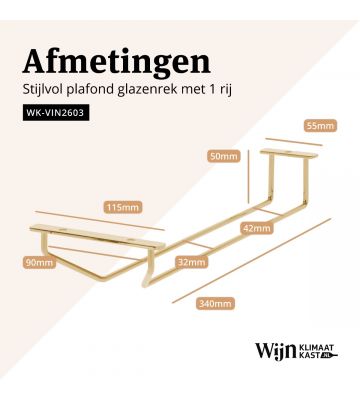 Vinata Glazenrek plafond 1 rij - goud