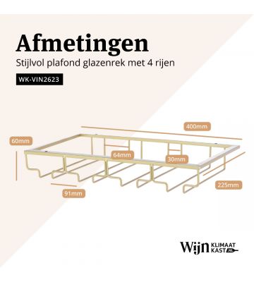 Vinata Glazenrek plafond 4 rijen - goud