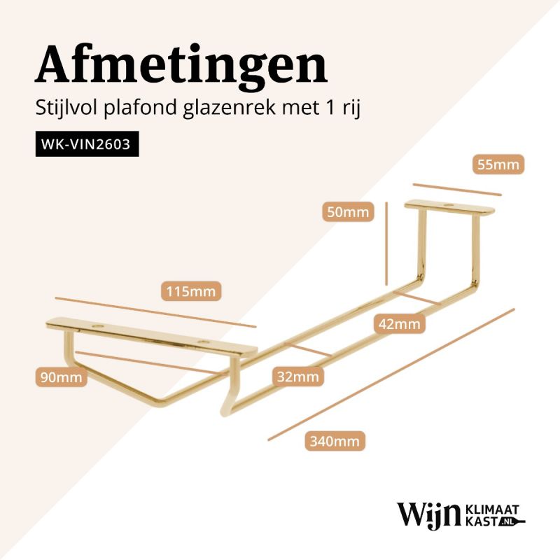Vinata Glazenrek plafond 1 rij - goud