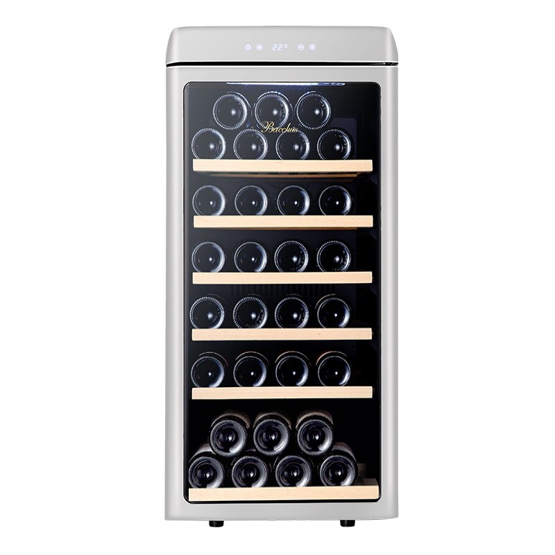 Vinata Forcellina wijnklimaatkast - retro zilver - glazen deur - 42 flessen