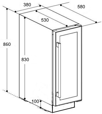 WK-100B afmetingen